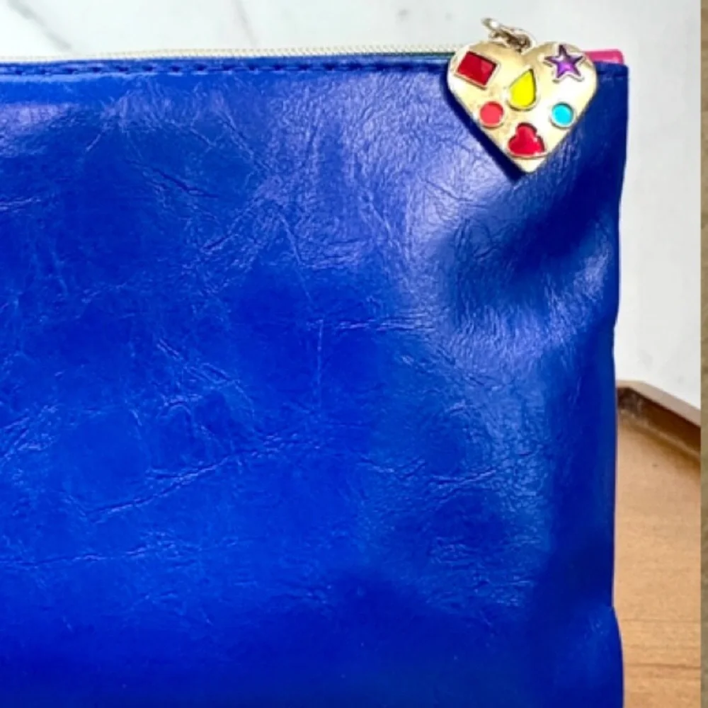 Ipsy Faux Leather Pink & Blue Glam Bag